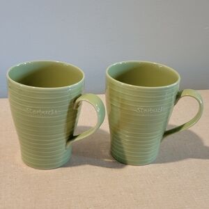 Starbucks 2009 Design House Stockholm Green Rib Coffee Mugs 12oz‎
